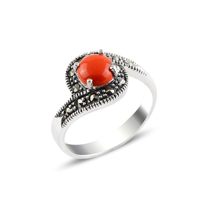 Coral%20&%20Marcasite%20Ring