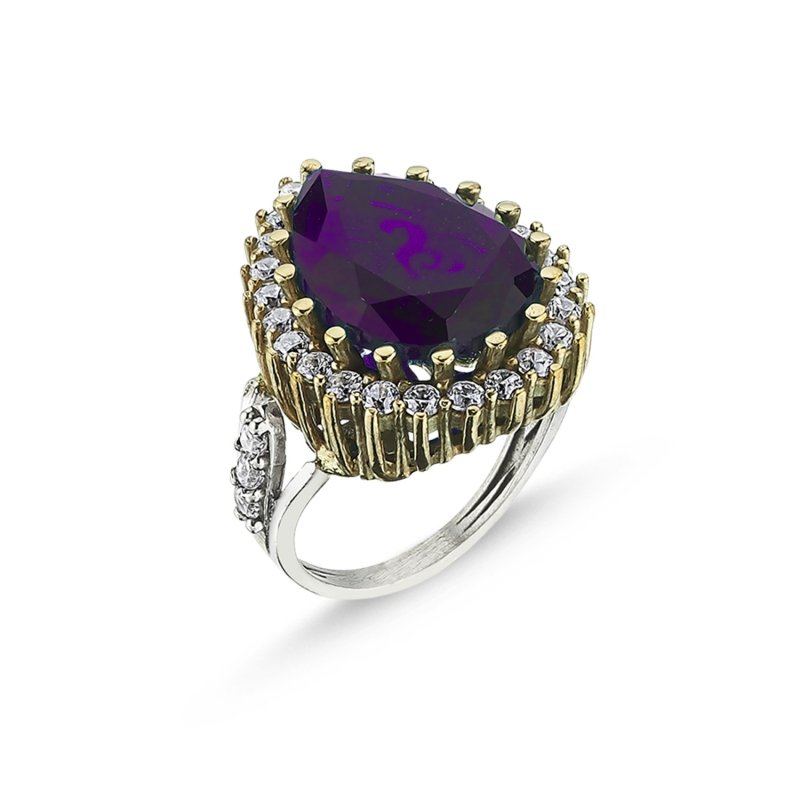 Teardrop%20Amethyst%20CZ%20Ottoman%20Style%20Ring