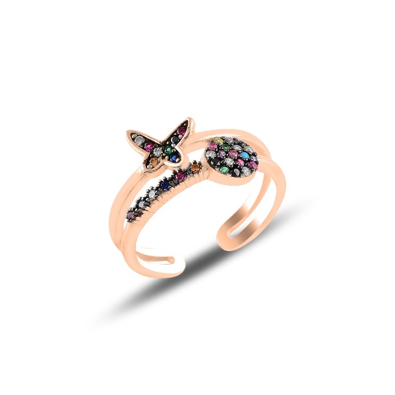 Butterfly%20Multi%20Color%20CZ%20Adjustable%20Size%20Ring-Rose%20kaplama