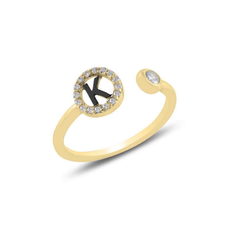 -K-%20Initial%20CZ%20Adjustable%20Size%20Ring-Altın%20kaplama