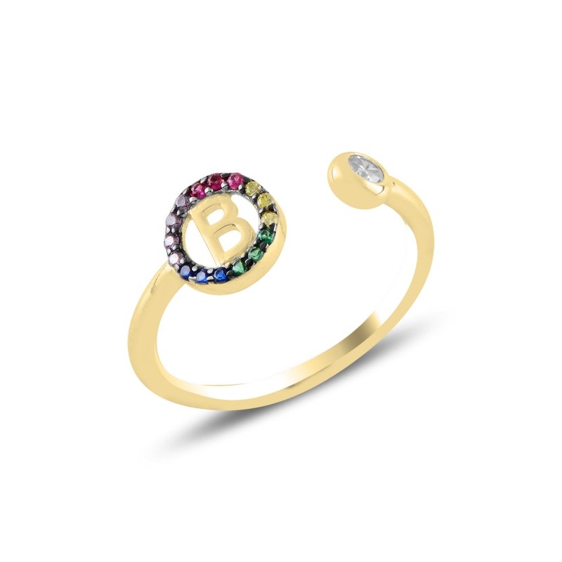 -B-%20Initial%20Mix%20Color%20CZ%20Adjustable%20Size%20Ring-Altın%20kaplama