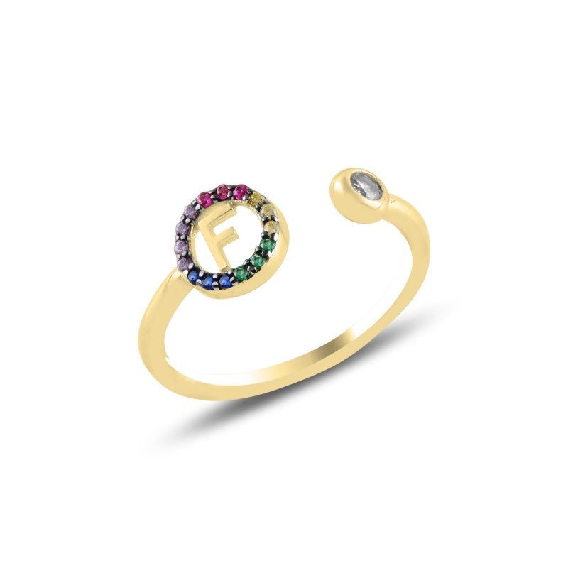 -F-%20Initial%20Mix%20Color%20CZ%20Adjustable%20Size%20Ring-Altın%20kaplama