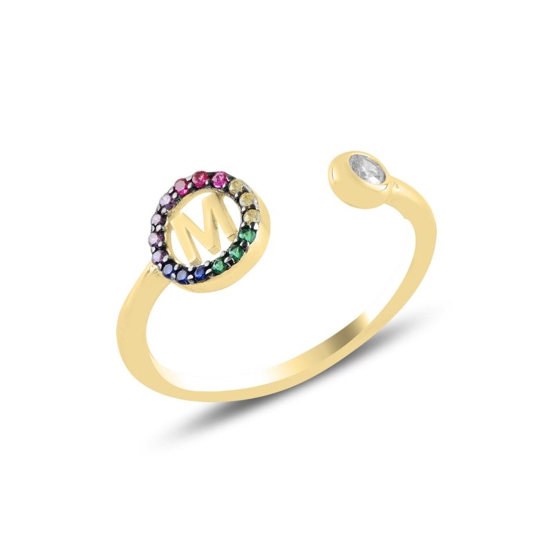 -M-%20Initial%20Mix%20Color%20CZ%20Adjustable%20Size%20Ring-Altın%20kaplama