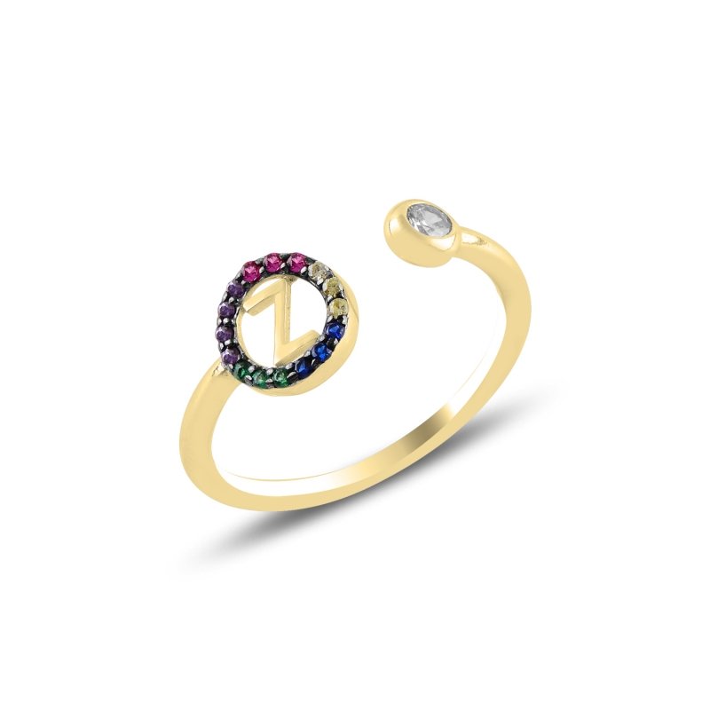 -Z-%20Initial%20Mix%20Color%20CZ%20Adjustable%20Size%20Ring-Altın%20kaplama