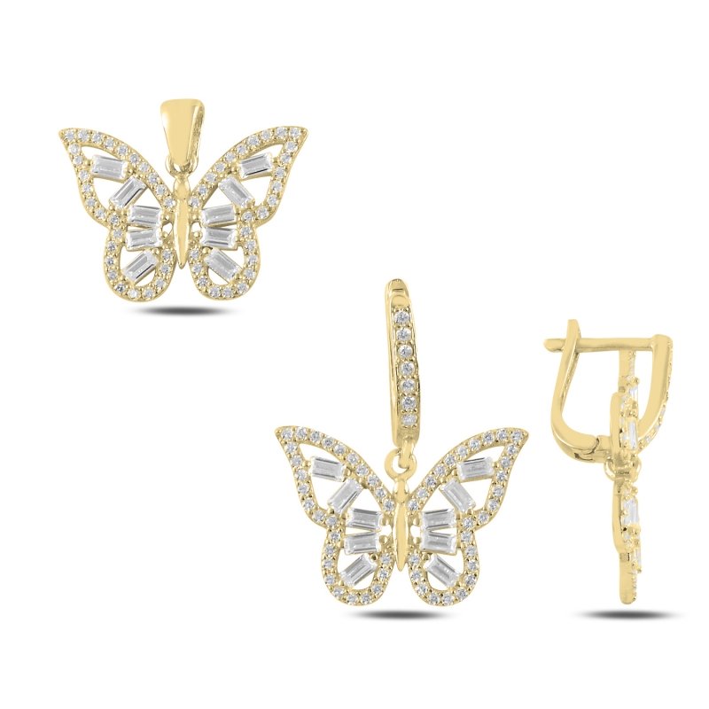 Butterfly%20Baguette%20CZ%20Set-Gold%20Plated