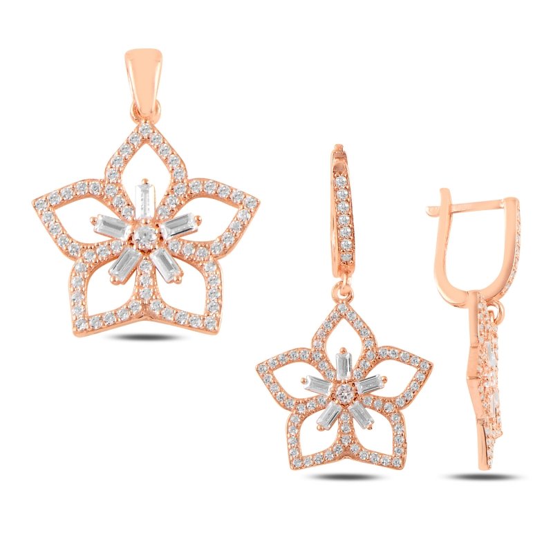 Flower%20Baguette%20CZ%20Set-Rose%20Gold%20Plated