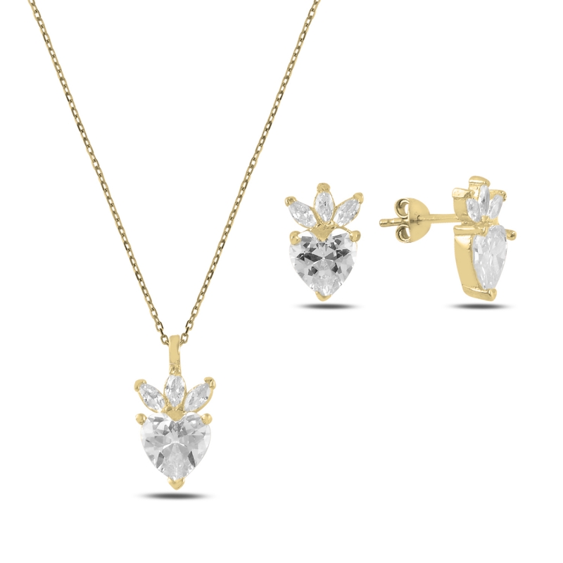 Strawberry%20&%20Heart%20CZ%20Set-Gold%20Plated