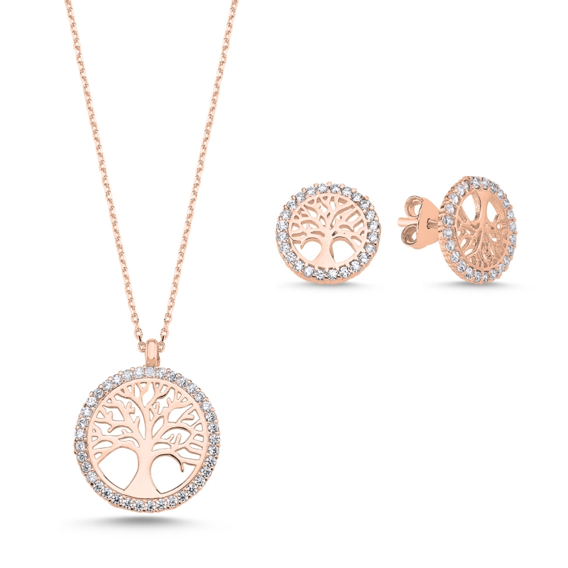 Tree%20of%20Life%20CZ%20Set-Rose%20Gold%20Plated