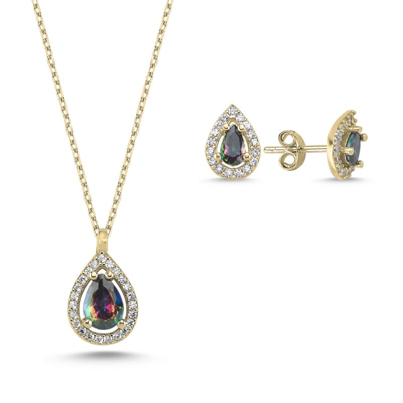 Teardrop%20Mystic%20Topaz%20CZ%20Halo%20Solitaire%20Set-Gold%20Plated