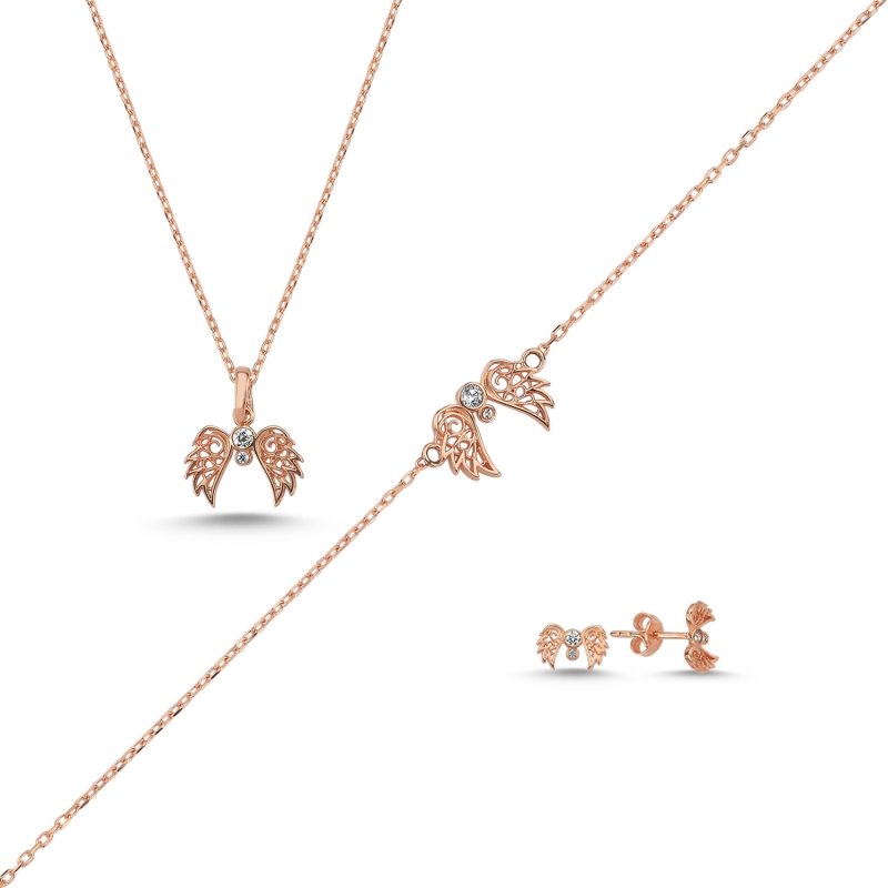 Wings%20CZ%20Set-Rose%20Gold%20Plated