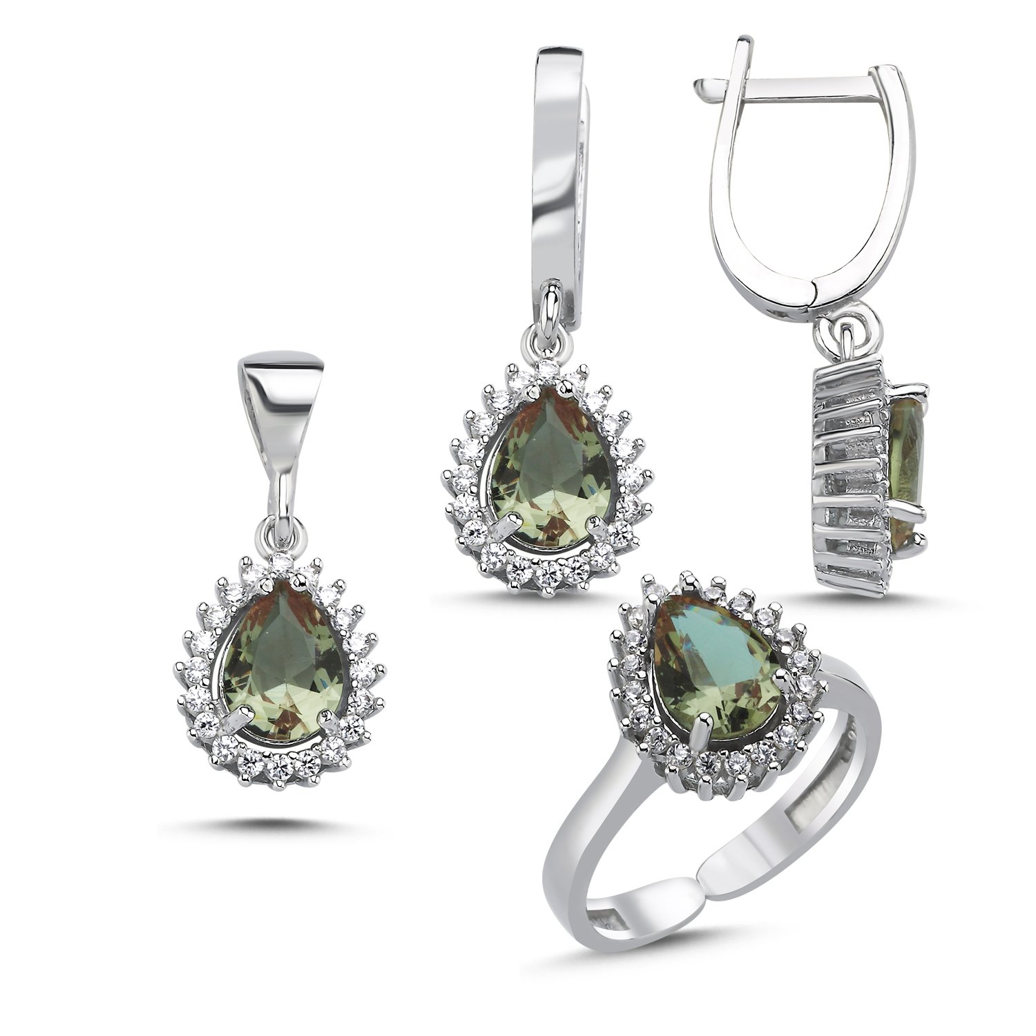 Zultanite%20Teardrop%20Cut%20CZ%20Adjustable%20Halo%20Set