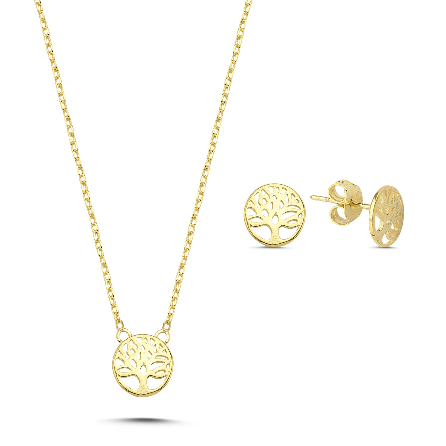 Tree%20Of%20Life%20CZ%20Necklace-Altın%20kaplama