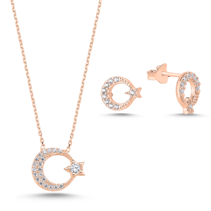 CZ%20Star%20and%20Crescent%20Set-Rose%20Gold%20Plated