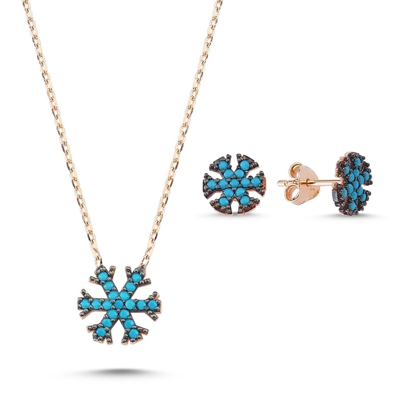 Nano%20Turquoise%20Snowflake%20Set-Rose%20Gold%20Plated