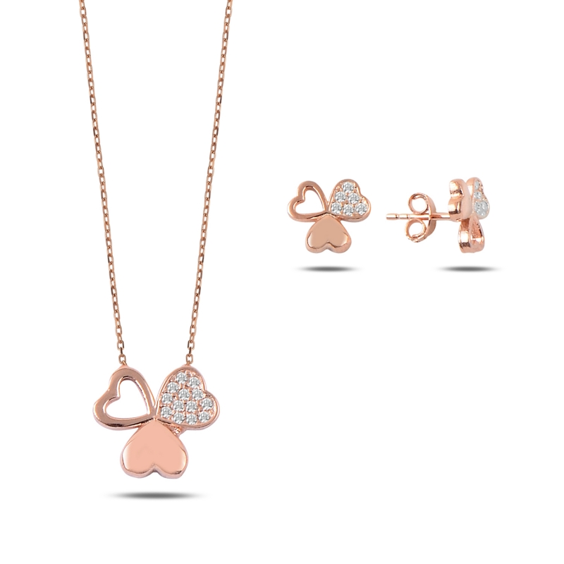 Hearts%20in%20Clover%20CZ%20Set-Rose%20Gold%20Plated