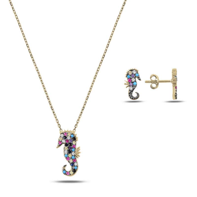 Seahorse%20Mix%20CZ%20Set-Gold%20Plated