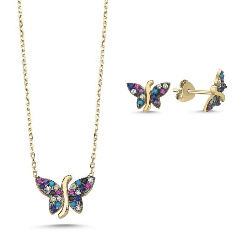 Butterfly%20Mix%20CZ%20Set-Gold%20Plated