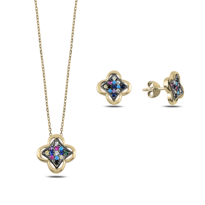 Mix%20CZ%20Quatrefoil%20Set-Gold%20Plated