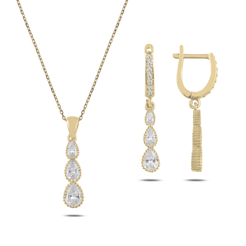 Trickle%20Teardrop%20CZ%20Set-Gold%20Plated