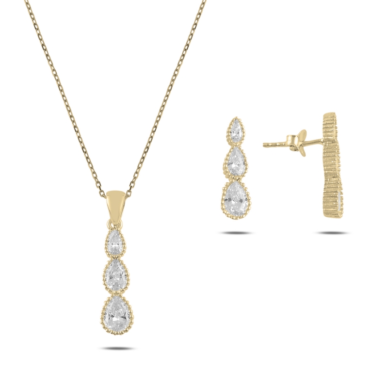 Trickle%20Teardrop%20CZ%20Set-Gold%20Plated