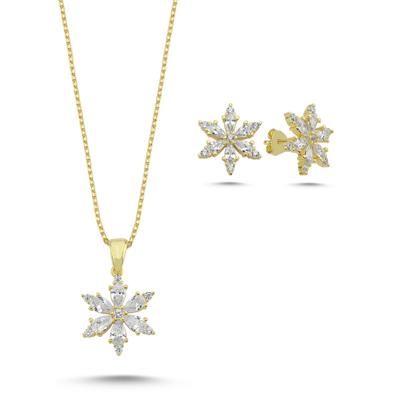 Lotus%20Flower%20Teardrop%20CZ%20Set-Gold%20Plated