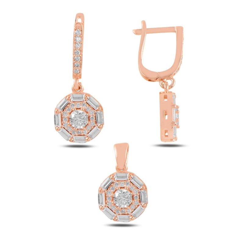 Baguette%20CZ%20Dangle%20Latch%20Back%20Set-Rose%20Gold%20Plated