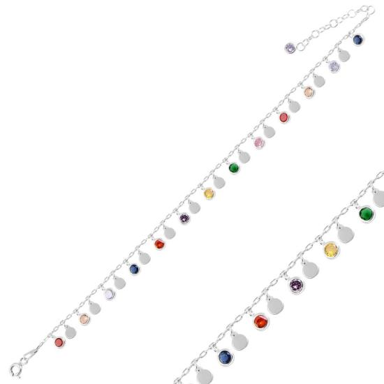 Wholesale Dangle Sequin & Multi Color CZ Anklet