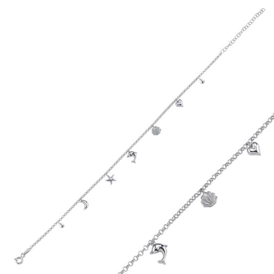 Wholesale Dangle Rolo Chain Charm Anklet