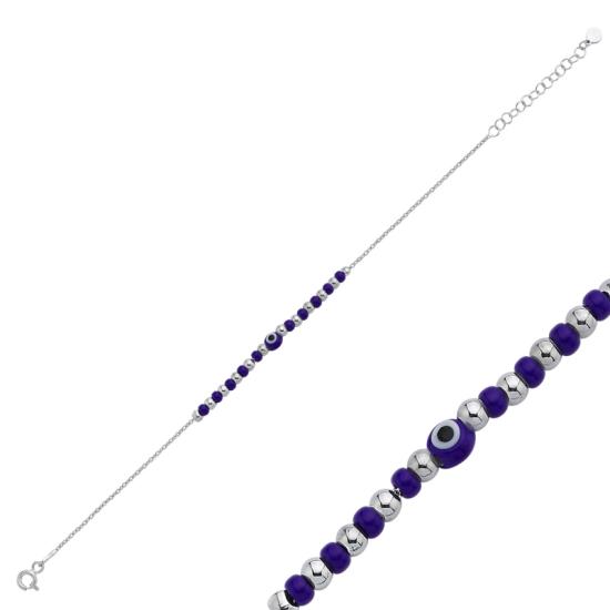 Wholesale Navy Blue Evil Eye & Miyuki Beads Anklet