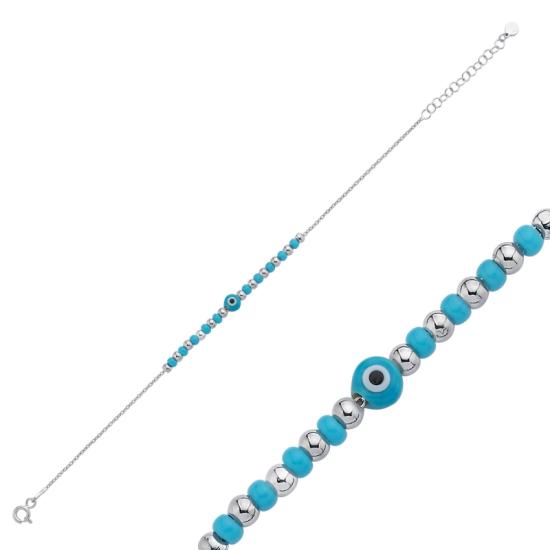 Wholesale Turquoise Evil Eye & Miyuki Beads Anklet