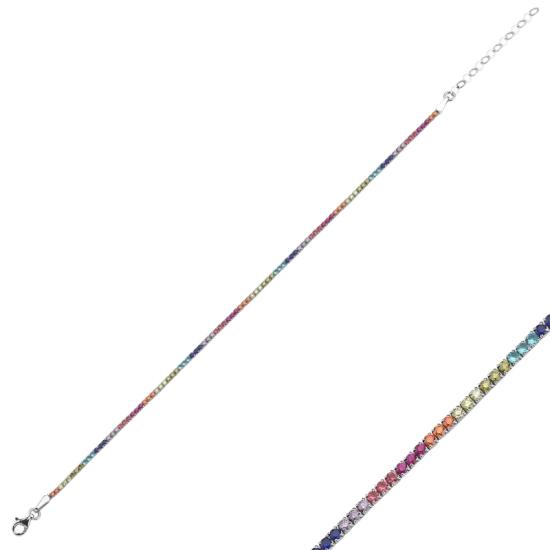 Wholesale 1.75mm Colorful Square CZ Tennis Anklet