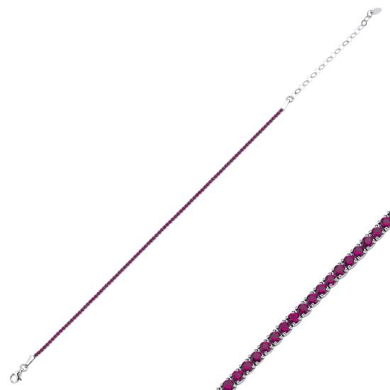 Wholesale 1.75mm Ruby CZ Tennis Anklet