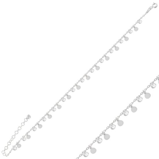 Wholesale Dangle Sequin & CZ Anklet