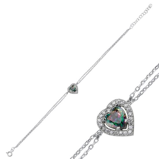 Wholesale Heart Mystic Topaz CZ Bracelet