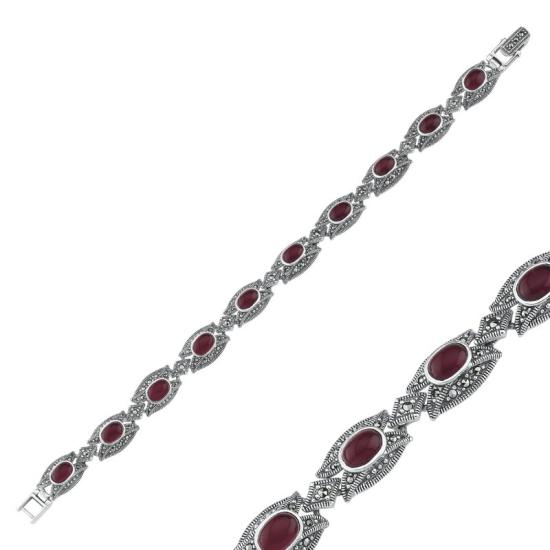 Wholesale Red Agate & Marcasite Bracelet