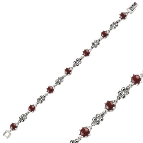 Wholesale Red Agate & Marcasite Bracelet