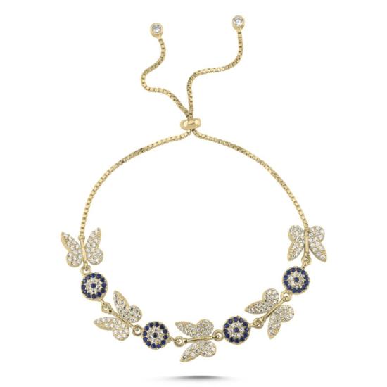 Wholesale Butterfly & Eye CZ Adjustable Sliding Bracelet