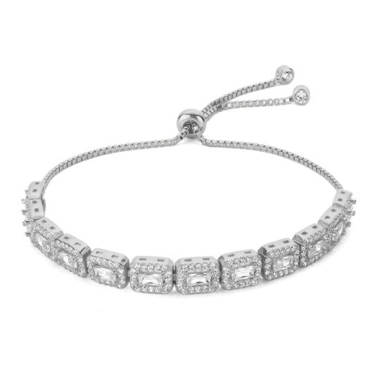 Wholesale Baguette CZ Adjustable Sliding Bracelet