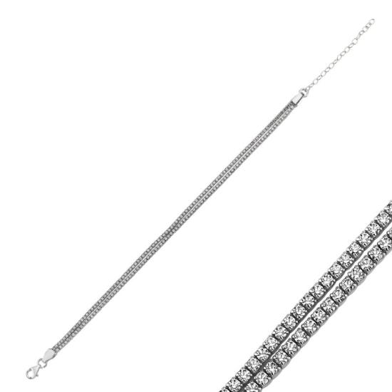 Wholesale Tennis 2 Line 1.5mm CZ Bracelet