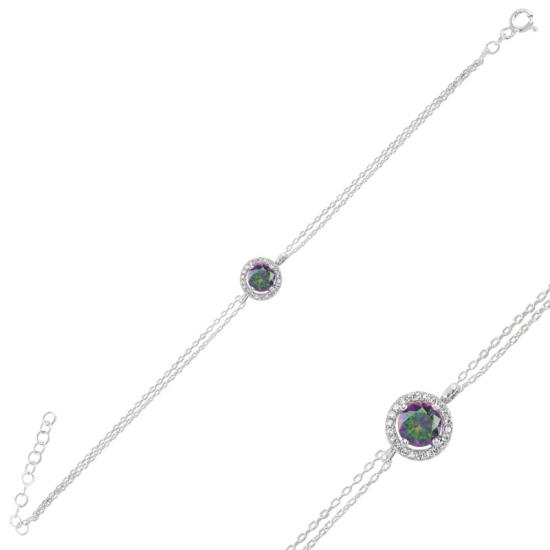 Wholesale Halo Solitaire Mystic Topaz CZ Bracelet