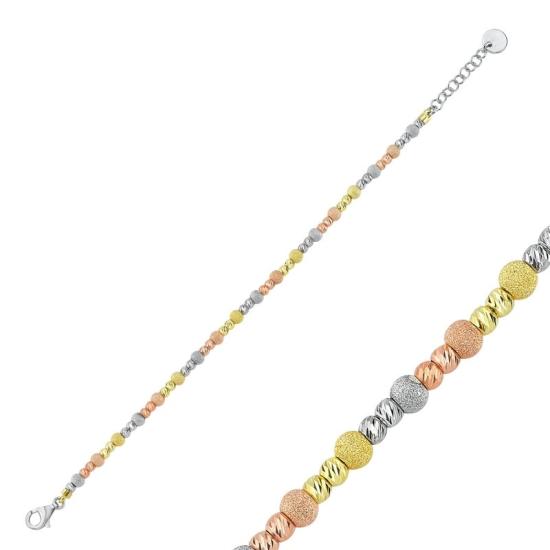 Wholesale Diamond Cut Tricolor Ball Bracelet