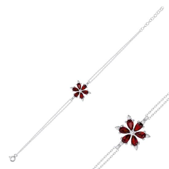 Wholesale Lotus Flower Garnet CZ Bracelet