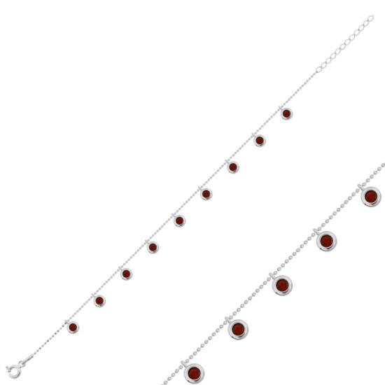 Wholesale Garnet CZ Dangle Charm Bracelet