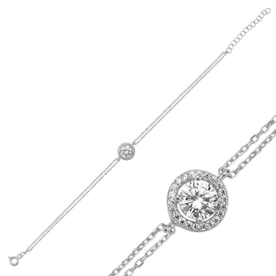 Wholesale Halo Solitaire CZ Bracelet