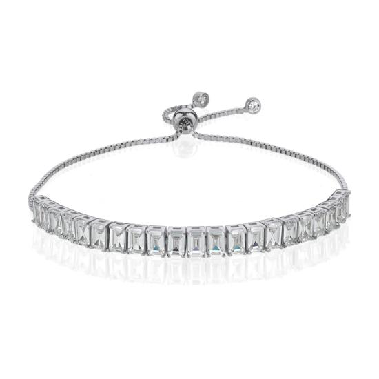 Wholesale Baguette CZ Adjustable Sliding Tennis Bracelet