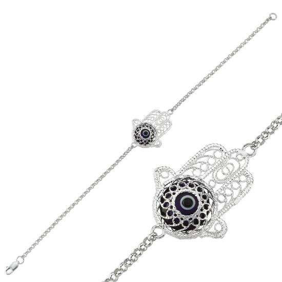 Wholesale Evil Eye Filigree Hamsa Bracelet