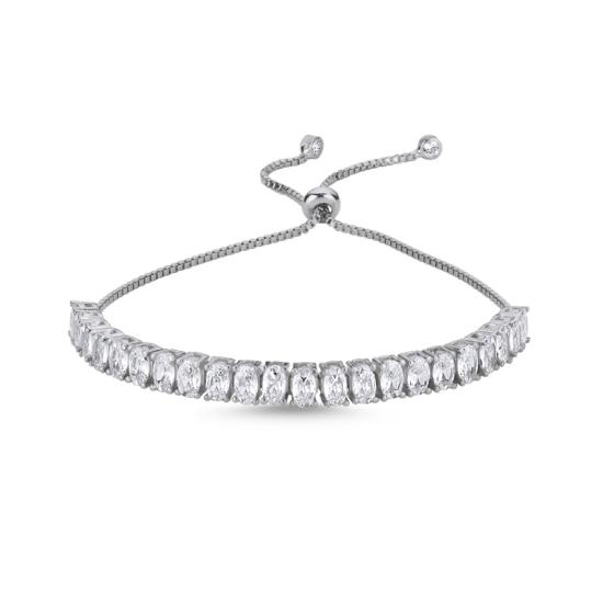 Wholesale Oval CZ Adjustable Sliding Tennis Bracelet