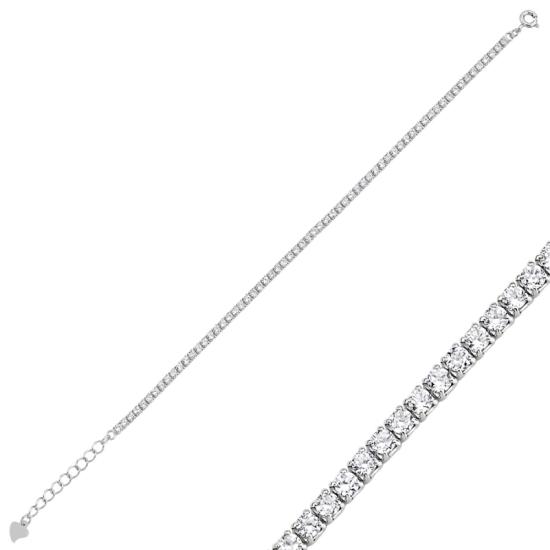 Wholesale 2mm Square & CZ Tennis Bracelet