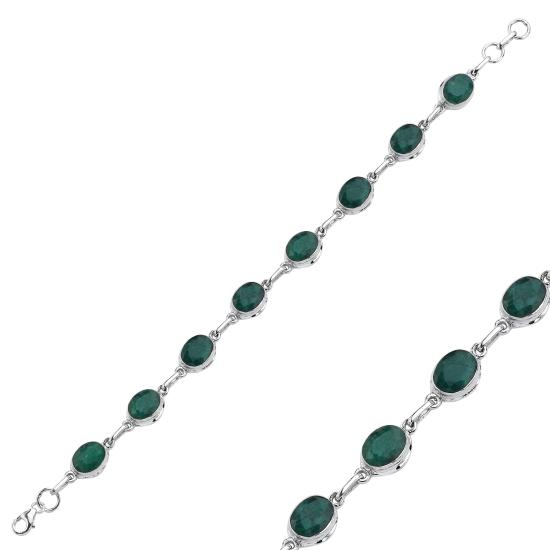 Wholesale Root Emerald & Oval Natural Stone Bracelet