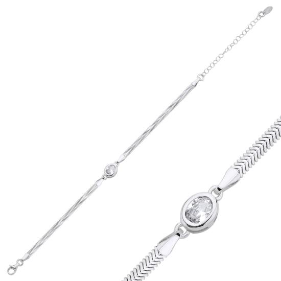 Wholesale CZ Flat Snake Chain Bracelet